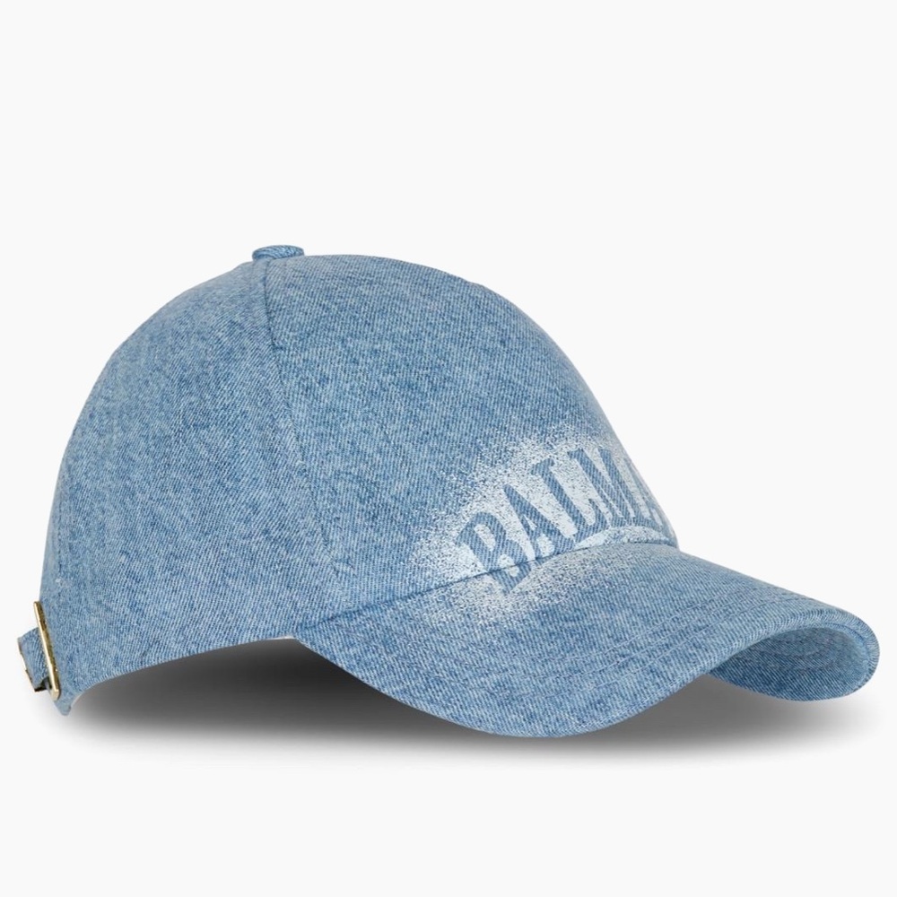 Balmain men’s Light Blue Denim logo baseball Cap O/S Brand new